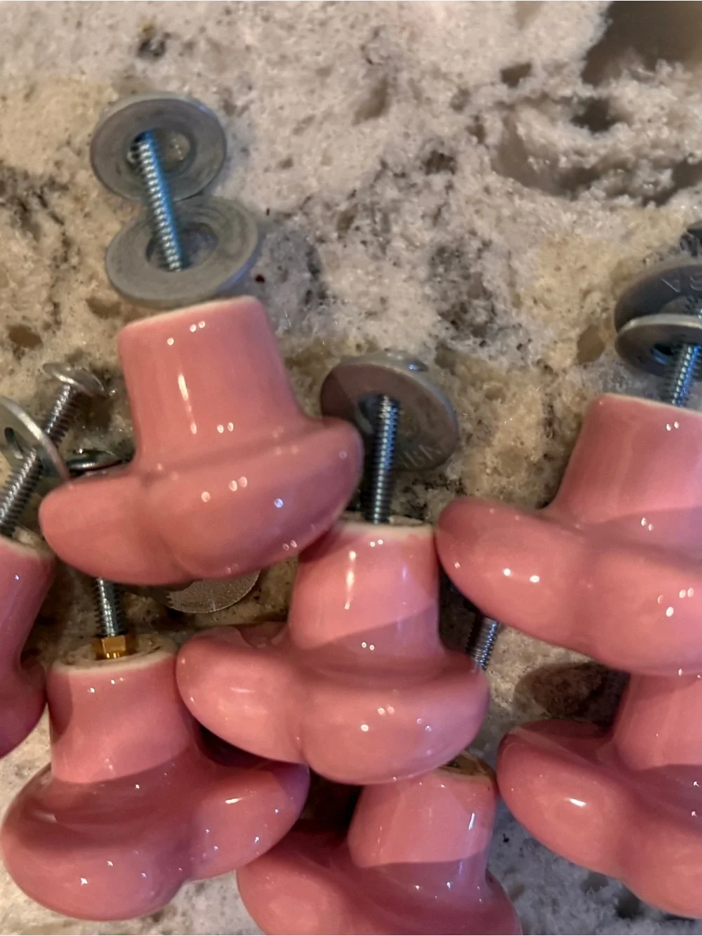 Set of 8 Pink Heart Knobs